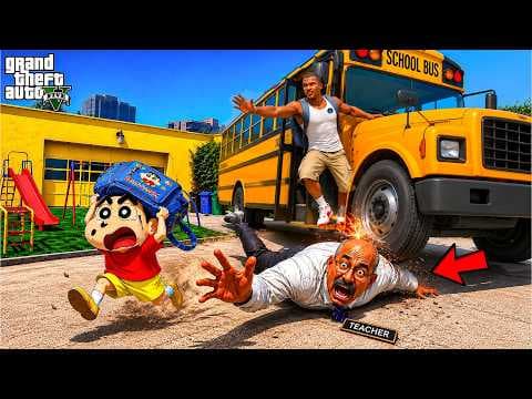 Franklin & Shinchan Driving New School Bus In GTA5! | GTA 5 Telugu Gameplay