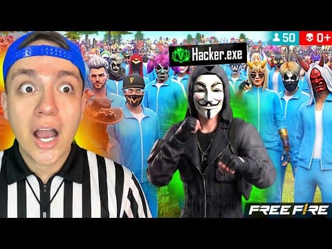 50 JUGADORES INSANOS VERSUS 1 HACKER en FREE FIRE😱🔥!