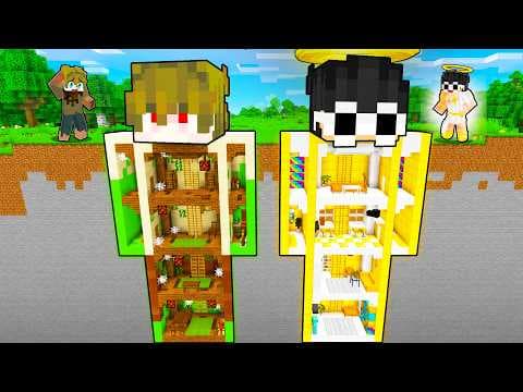 POOR vs GOD Statue Base Battle in Minecraft!