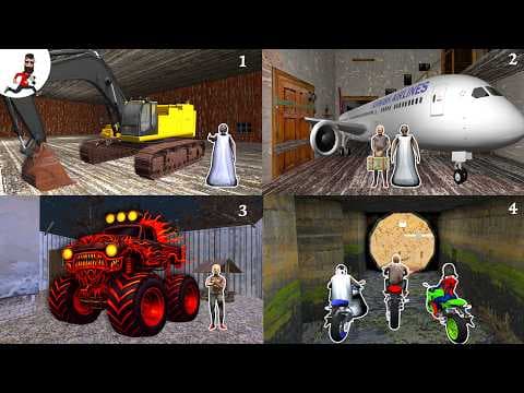 Granny 1 2 3 4 Escape With All Vehicles  | Funny Horror Mod