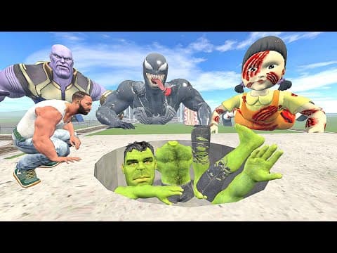 Franklin Found Missing Hulk Body Parts Attacked by Venom Vs Squid Doll in Indian Bike Driving 3D