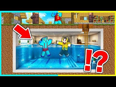 ママにバレずに地下プールを作って宿題をサボるマインクラフト【まいくら / マインクラフト】